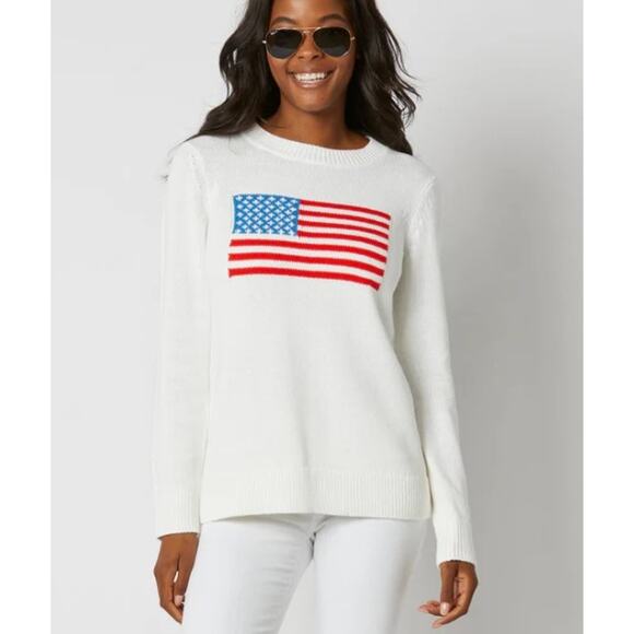 Sail to Sable Sweaters - STS Sail to Sable Flag Intarsia Sweater XS White Preppy Americana